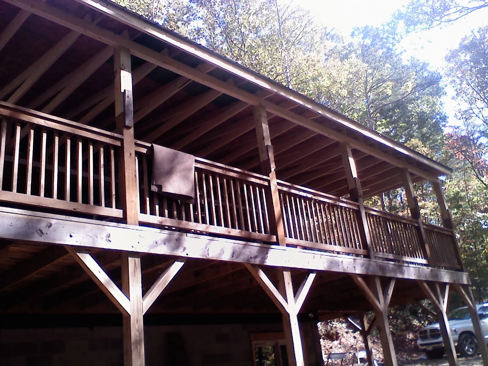 Timber framing under a new elevated porch and deck — Roof Leak Repair in Rebersburg by Roofing Brothers